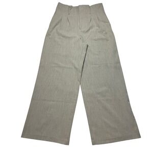 Nine West Pants Womens M Tan Wide Leg High Waist Pleated Work Career Trousers‎